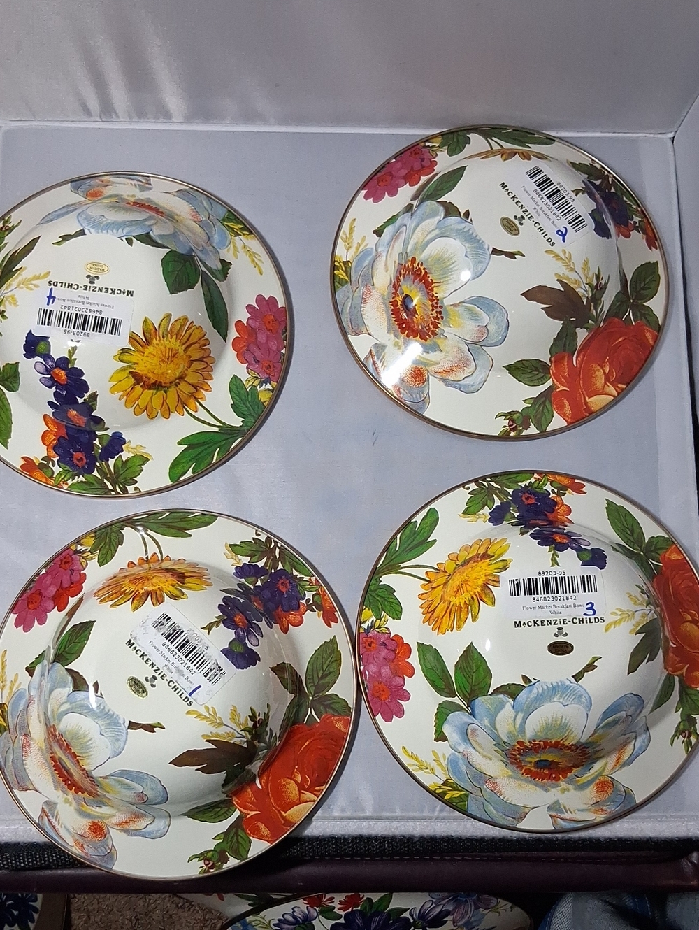 MacKenzie-Childs White Flower Market Bowls